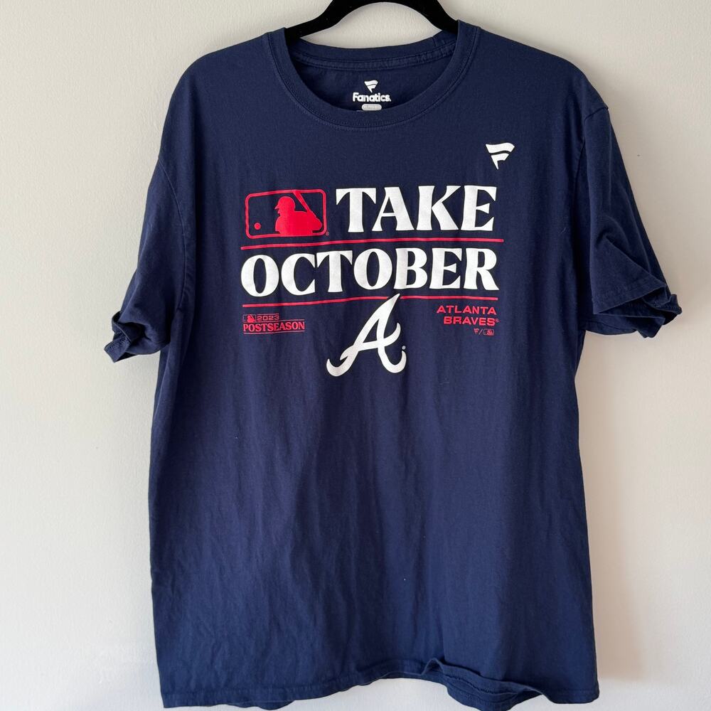 Atlanta Braves 2023 Postseason Take October Fanatics T Shirt XL Navy MLB